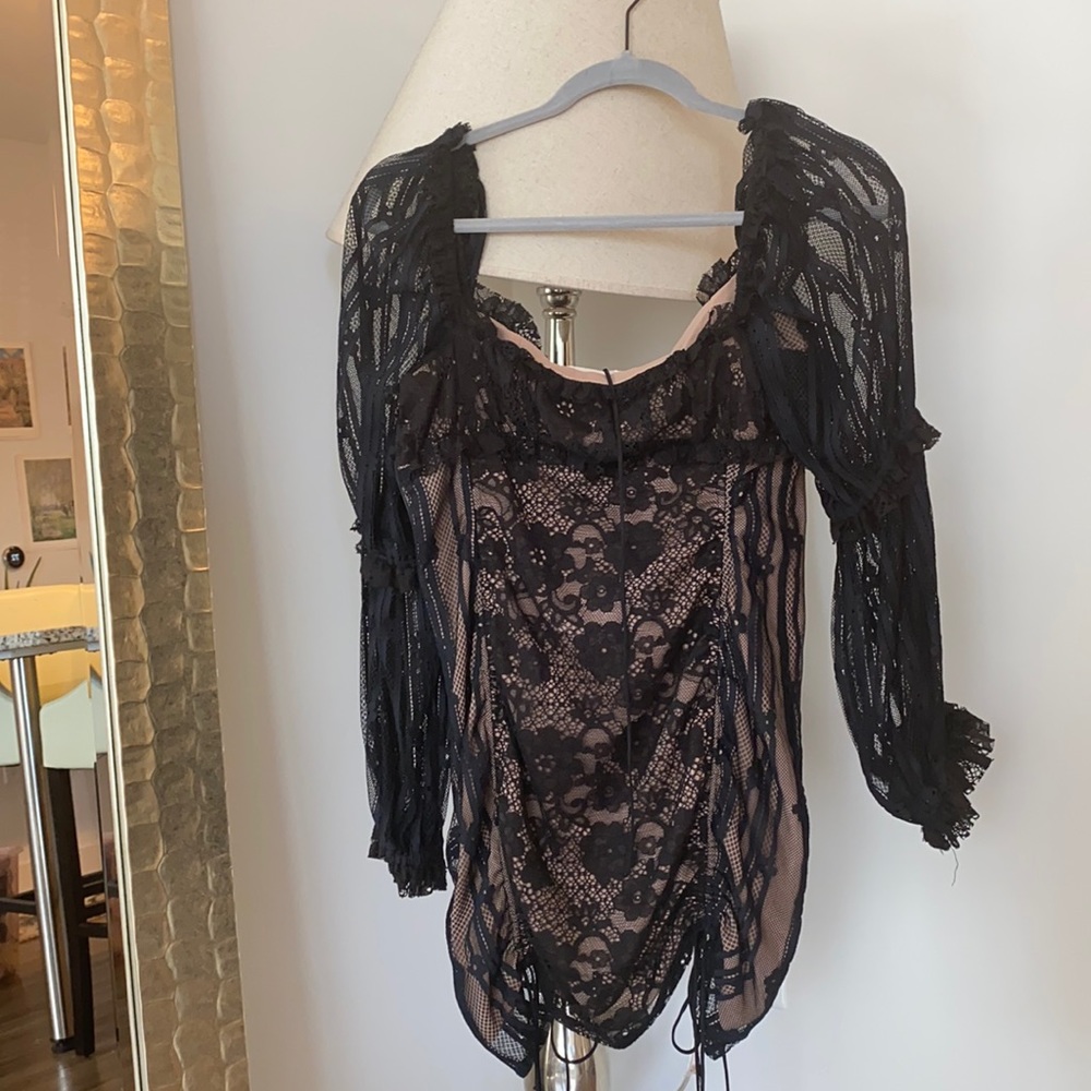 Selling this beautiful black lace For Love & Lemons Monroe Mini Dress!